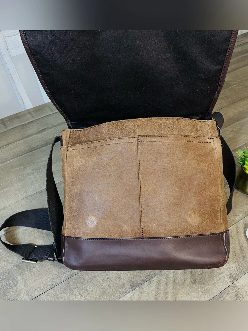 COACH Camden Brown Suede & Leather Messenger Bag Flap Satchel